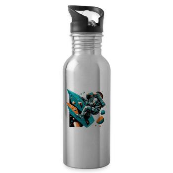 Bouldering Astronaut Gift - Water bottle with straw - silver - Right