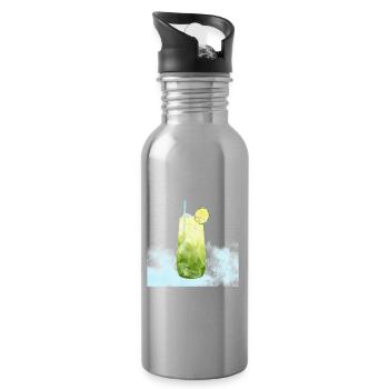 Refreshing Lime Cocktail Art - Water bottle with straw - silver - Right
