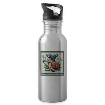 Better too late than ugly - Ganja Snail Joint - Water bottle with straw - silver - Right