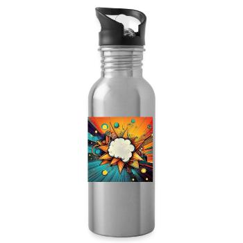 Vibrant Abstract Explosive Cloud Design - Water bottle with straw - silver - Right