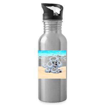 Pudel 5 - Trinkflasche mit integriertem Trinkhalm - Lightsilver - Rechts