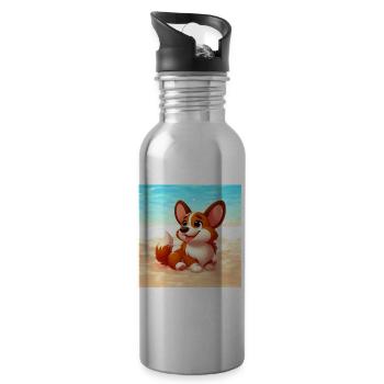 Corgi 3 - Trinkflasche mit integriertem Trinkhalm - Lightsilver - Rechts