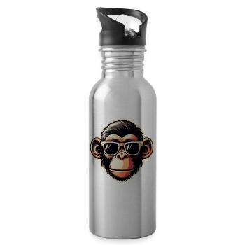 Affe Brille cool - Trinkflasche mit integriertem Trinkhalm - Lightsilver - Rechts