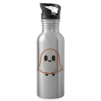 Cute Ghost - Water bottle with straw - silver - Right