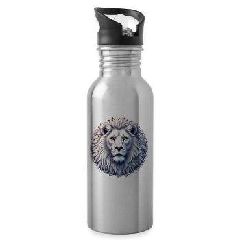 Majestätisches Porträt eines weißen Löwen - Trinkflasche mit integriertem Trinkhalm - Lightsilver - Rechts
