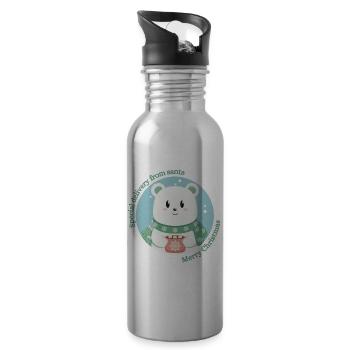 Livraison spéciale du Père Noël - Little Polar Bear - Gourde avec paille intégrée - argent clair - Droite