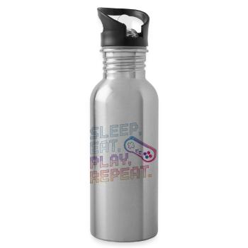 Schlaf Essen Spielen Wiederholen Gaming Design - Trinkflasche mit integriertem Trinkhalm - Lightsilver - Rechts