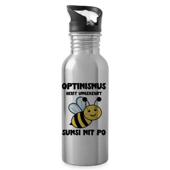Optimismus heißt umgekehrt Sumsi mit Po Biene - Trinkflasche mit integriertem Trinkhalm - Lightsilver - Rechts
