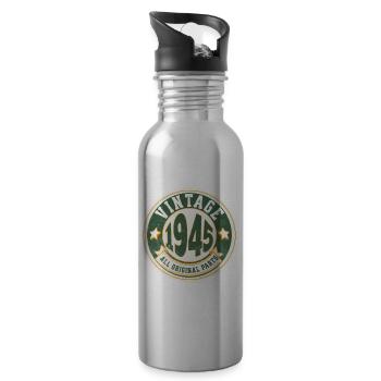 Vintage Design Jahr 1945 - Trinkflasche mit integriertem Trinkhalm - Lightsilver - Rechts