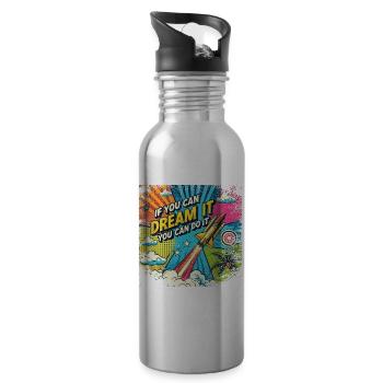 If you can Dream it you can do it - Pop Art Style - Trinkflasche mit integriertem Trinkhalm - Lightsilver - Rechts