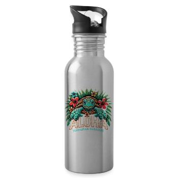 Aloha Tortue Hawaï Paradis Cadeau - Gourde avec paille intégrée - argent clair - Droite