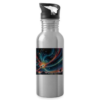 a little bit in space - Trinkflasche mit integriertem Trinkhalm - Lightsilver - Rechts