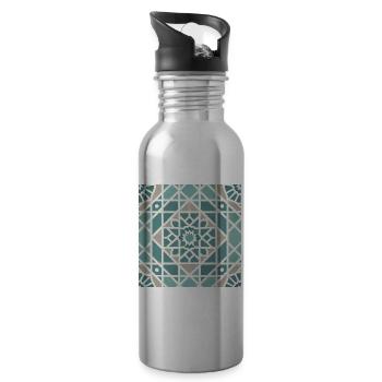 Geometrisches Mandala Muster - Trinkflasche mit integriertem Trinkhalm - Lightsilver - Rechts