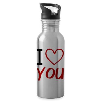 i love you - Water bottle with straw - silver - Right