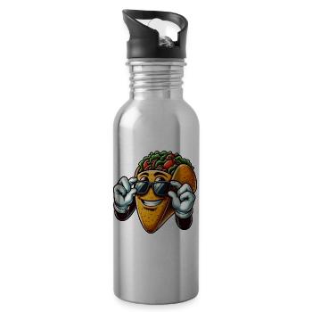 Taco with Sunglasses Comic Movie Fan - Water bottle with straw - silver - Right