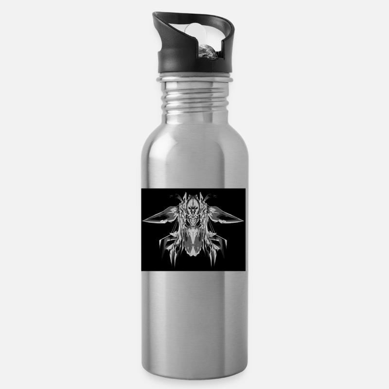 Art en noir et blanc - Gourde avec paille intégrée - argent clair