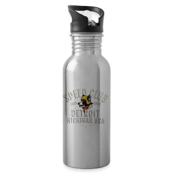 Véhicule de course et chien stylé Detroit - Gourde avec paille intégrée - argent clair - Droite