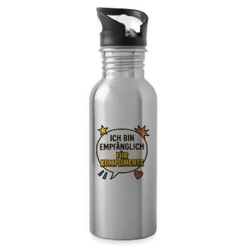  Spruch für Komplimente - Trinkflasche mit integriertem Trinkhalm - Lightsilver - Rechts