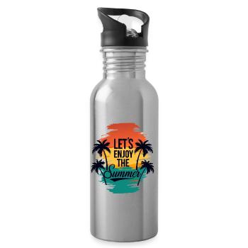 Lets Enjoy the Summer with Palm Trees - Trinkflasche mit integriertem Trinkhalm - Lightsilver - Rechts