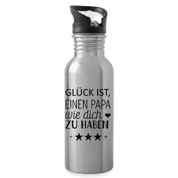 Glück ist einen Papa wie dich zu haben Vatertag - Trinkflasche mit integriertem Trinkhalm - Lightsilver - Rechts