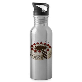 Schwarzwälder Kirschtorte - Trinkflasche mit integriertem Trinkhalm - Lightsilver - Rechts