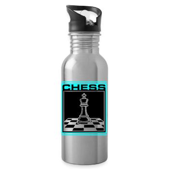 Schach König Chess - Trinkflasche mit integriertem Trinkhalm - Lightsilver - Rechts