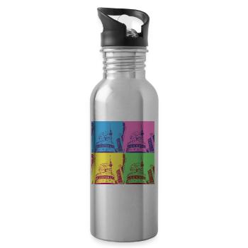 Berlin Skyline Stadt Deutschland Pop Art Style - Trinkflasche mit integriertem Trinkhalm - Lightsilver - Rechts