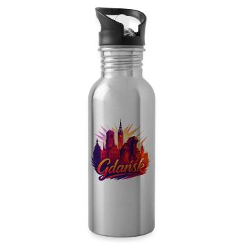 Gdansk Gdańsk Golden City Baltic Sea Poland Gift - Water bottle with straw - silver - Right