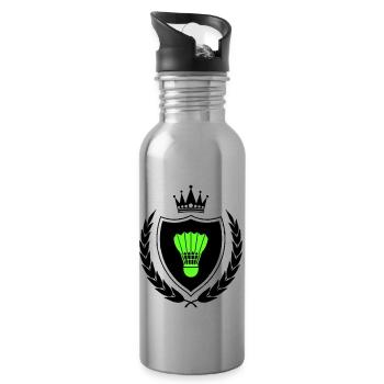 wappen badminton - Trinkflasche mit integriertem Trinkhalm - Lightsilver - Rechts