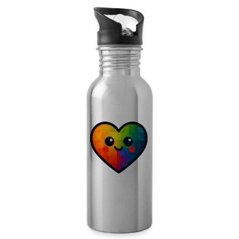 WPAP Polygon Kawaii Stil Baby Spielzeug Herz - Trinkflasche mit integriertem Trinkhalm - Lightsilver - Rechts