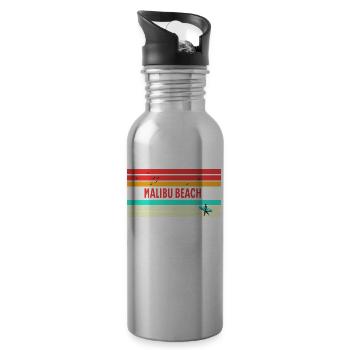 Malibu Beach : Californie, Surfeurs, Los Angeles - Gourde avec paille intégrée - argent clair - Droite