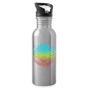 aztec Maya kalender Inka - Trinkflasche mit integriertem Trinkhalm - Lightsilver - Rechts