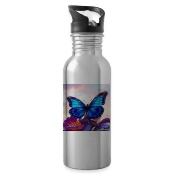 Butterfly - Water bottle with straw - silver - Right