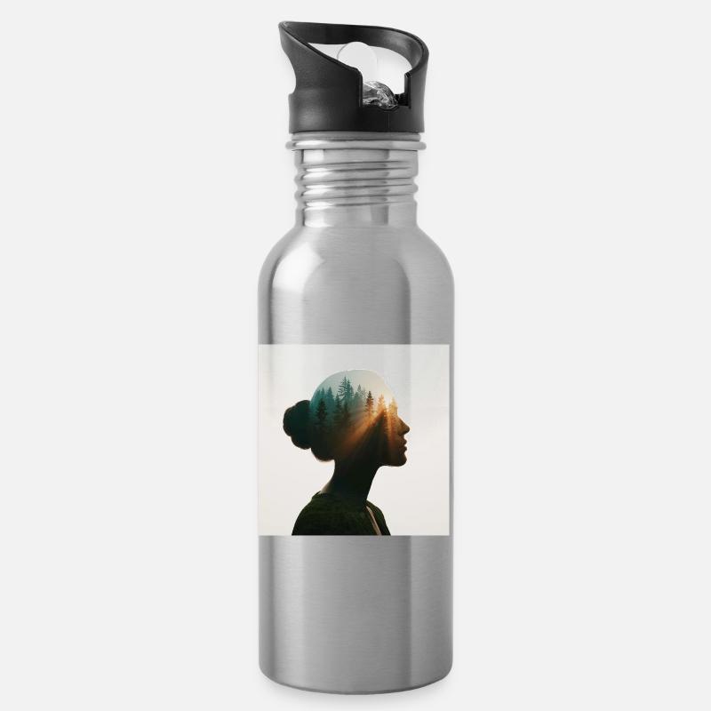 Waldseele - Trinkflasche mit integriertem Trinkhalm - Lightsilver