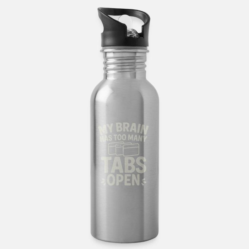 Tab-Overload - Trinkflasche mit integriertem Trinkhalm - Lightsilver