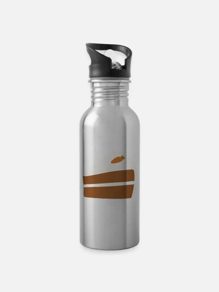 Minimalistische Karottenkuchen-Illustration - Trinkflasche mit integriertem Trinkhalm - Lightsilver