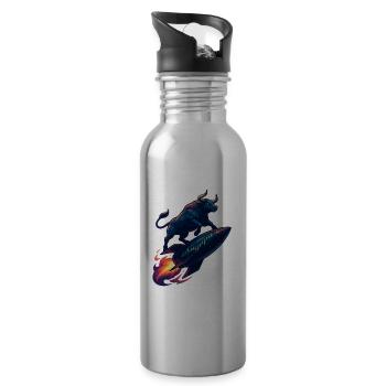 Stock Bull Bull Chart Profit Rocket Gift - Water bottle with straw - silver - Right