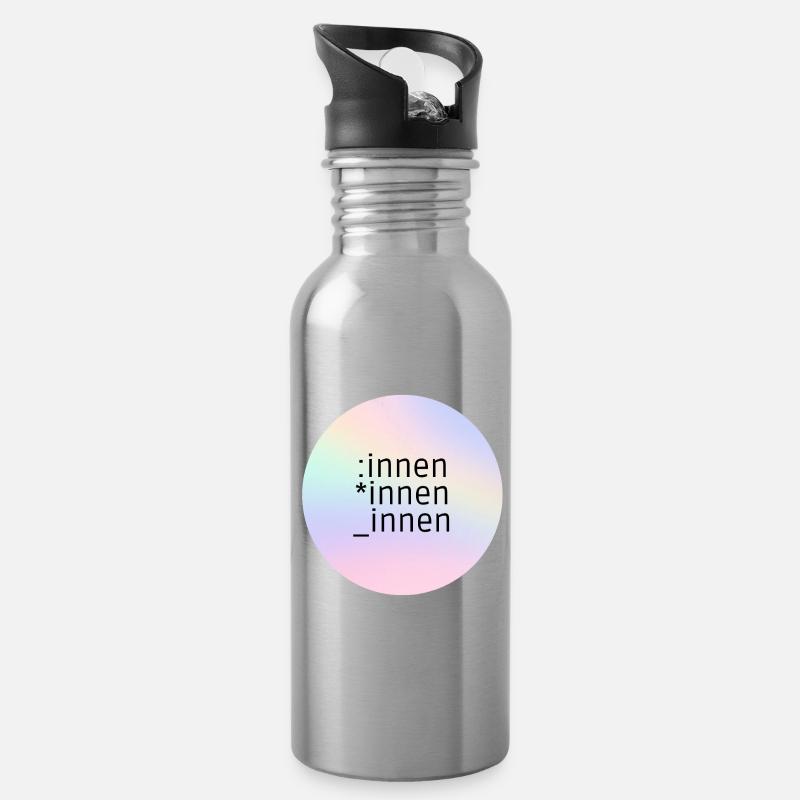 *innen_innen:innen - Trinkflasche mit integriertem Trinkhalm - Lightsilver