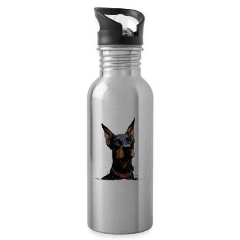 Doberman cool - Gourde avec paille intégrée - argent clair - Droite