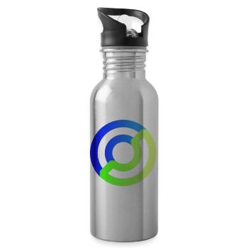 Futuristic Spiral Abstract Design - Water bottle with straw - silver - Right