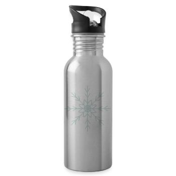 Elegantes Schneeflocken-Muster-Design - Trinkflasche mit integriertem Trinkhalm - Lightsilver - Rechts