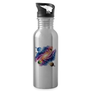 Galaktischer Wirbel mit Planetenkonstellationen - Trinkflasche mit integriertem Trinkhalm - Lightsilver - Rechts