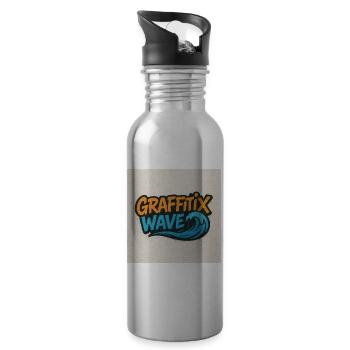 Graffitix Wave Graffiti Logo - Water bottle with straw - silver - Right