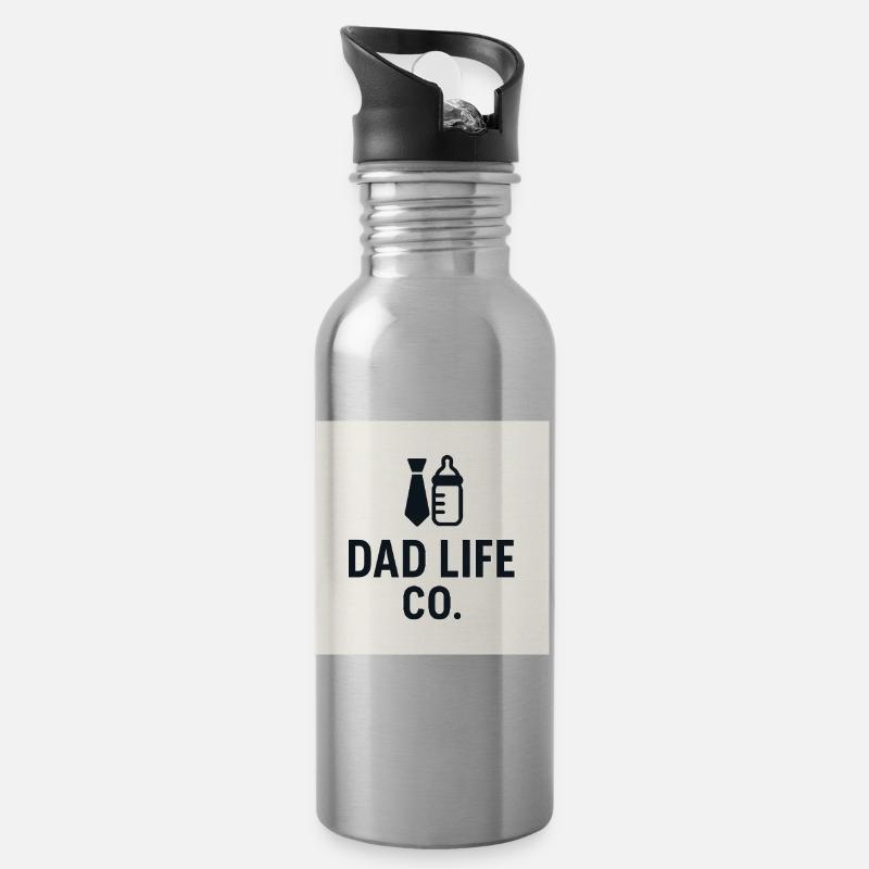 Bouteilles de bureau Dad Life Co - Gourde avec paille intégrée - argent clair