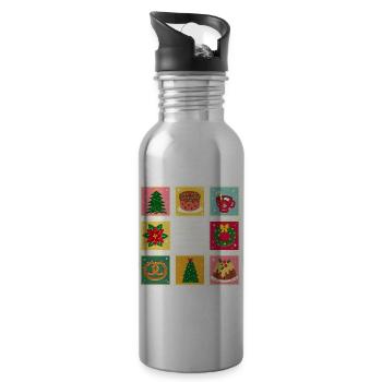 Motifs de Noël sans gluten - Gourde avec paille intégrée - argent clair - Droite