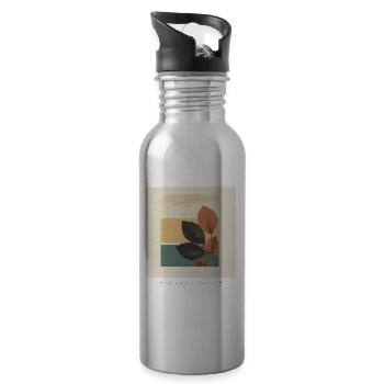 Autumn Leaf Block Collage - Water bottle with straw - silver - Right