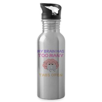 My Brain Has Too Many Tabs Open Design - Water bottle with straw - silver - Right