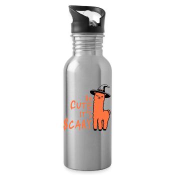 So cute it's scary llama witch hat Halloween saying - Water bottle with straw - silver - Right