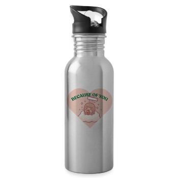 Because Of You - Douceur Câline - Water bottle with straw - silver - Right