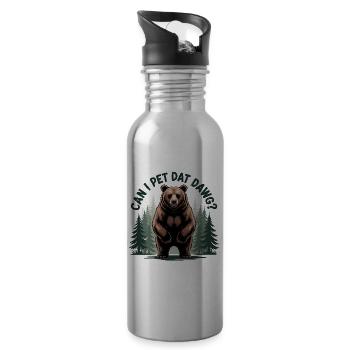 Can I pet dat Dawg? - Funny Bear T-Shirt - Water bottle with straw - silver - Right